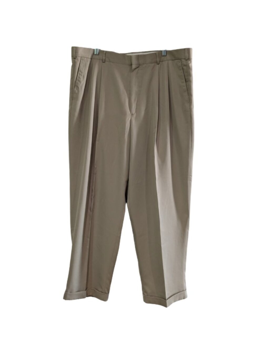 Perry Ellis Portfolio Men's Dress Pants, Tan, Size 42x30, Pleated, Cuffed
